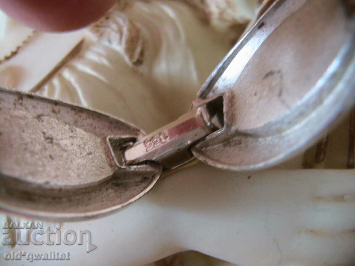 Old silver bracelet with Rhodochrosite, beautiful - 5