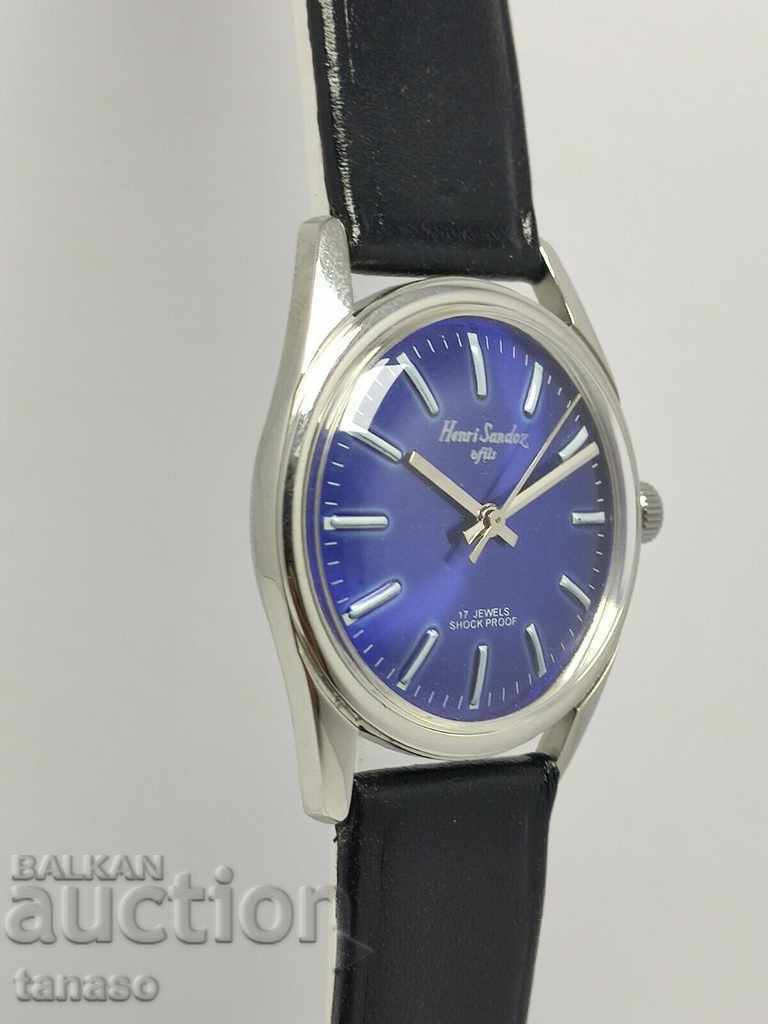 Auction  HENRI SANDOZ & FILS SWISS Men's wristwatch
