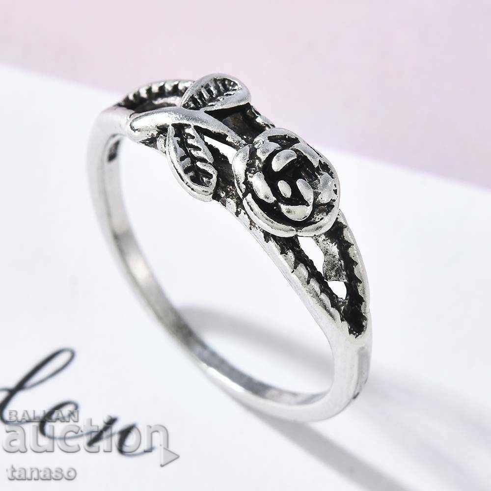 Delicate silver ring, rose