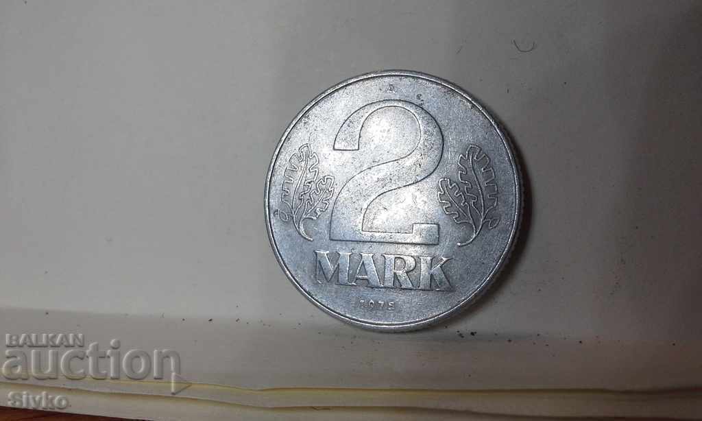 Монета ГДР 2 марки 1975