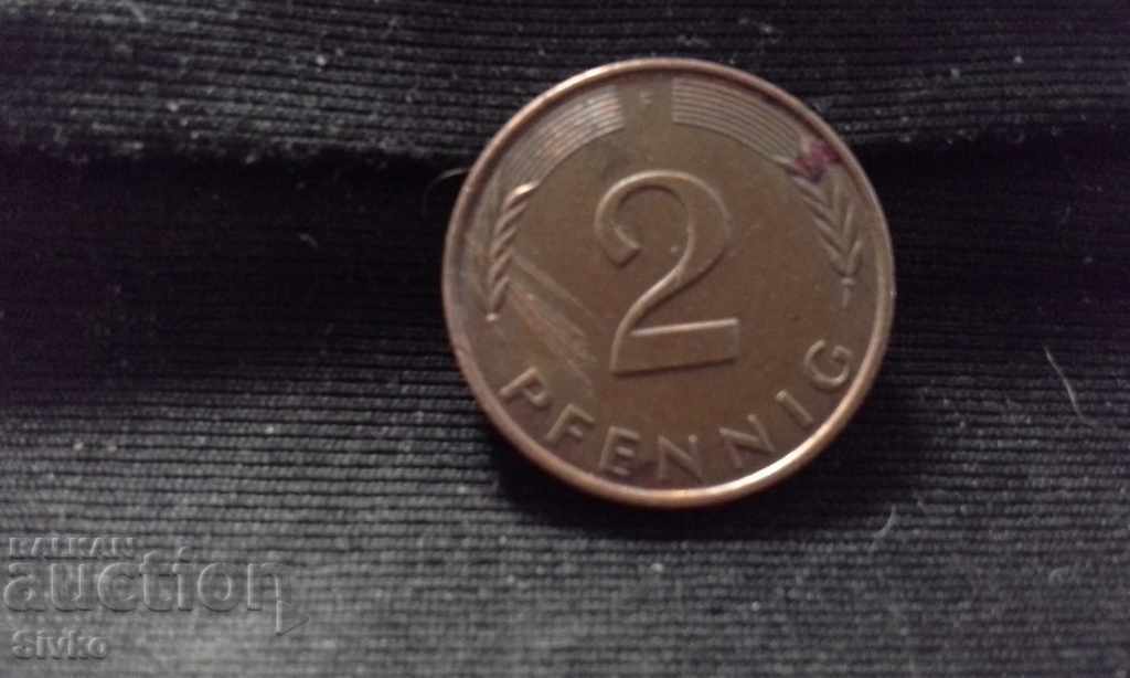 Monedă Germania 2 pfennigs 1995
