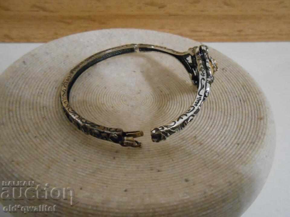 Masterful silver bracelet, Silver 835 with est. GARNET stamps - 6 Masterful silver bracelet, Silver 835 with est. GARNET stamps - 6