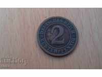 Monedă Germania 2 chirie pfennig 1924