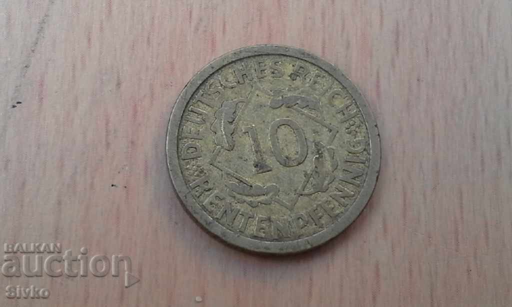 Монета Германия 10 рентен пфенига 1924