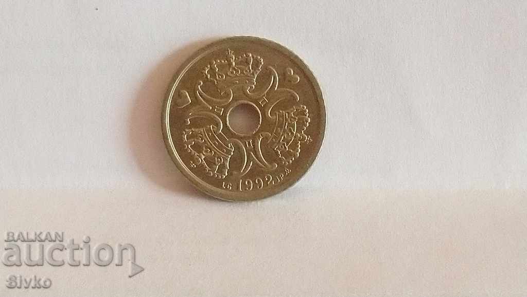 Coin Denmark 1 krone 1992