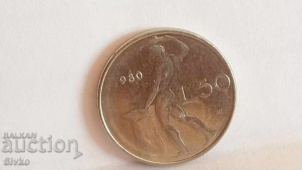 Coin Italy 50 λίβρες 1980