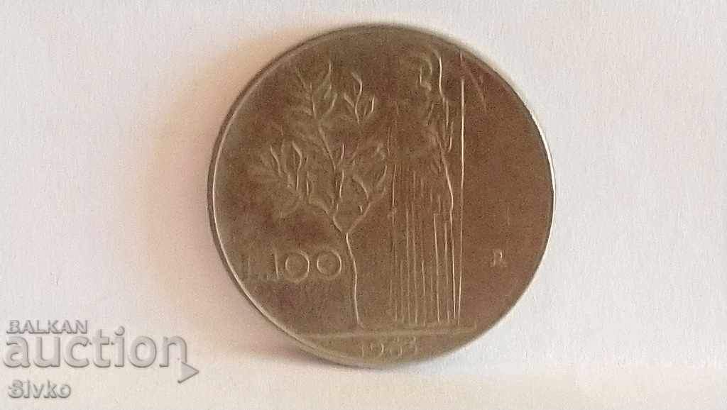 Coin Italy 100 pounds 1965