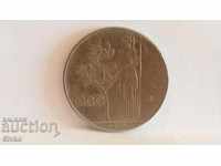 Monedă Italia 100 de lire sterline 1965