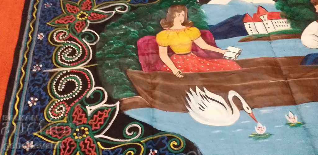 Auction A large old hand painted rug Auction A large old hand painted rug