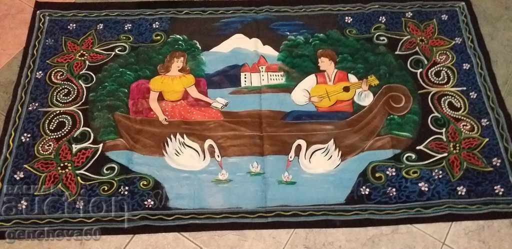 Голям стар ръчно рисуван ковьор - 5