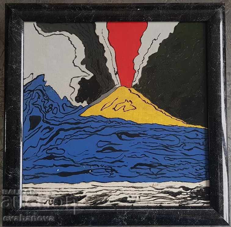 Pictura Vulcan Etna Vopsele peisaj in ulei 2004. Culoare fresh