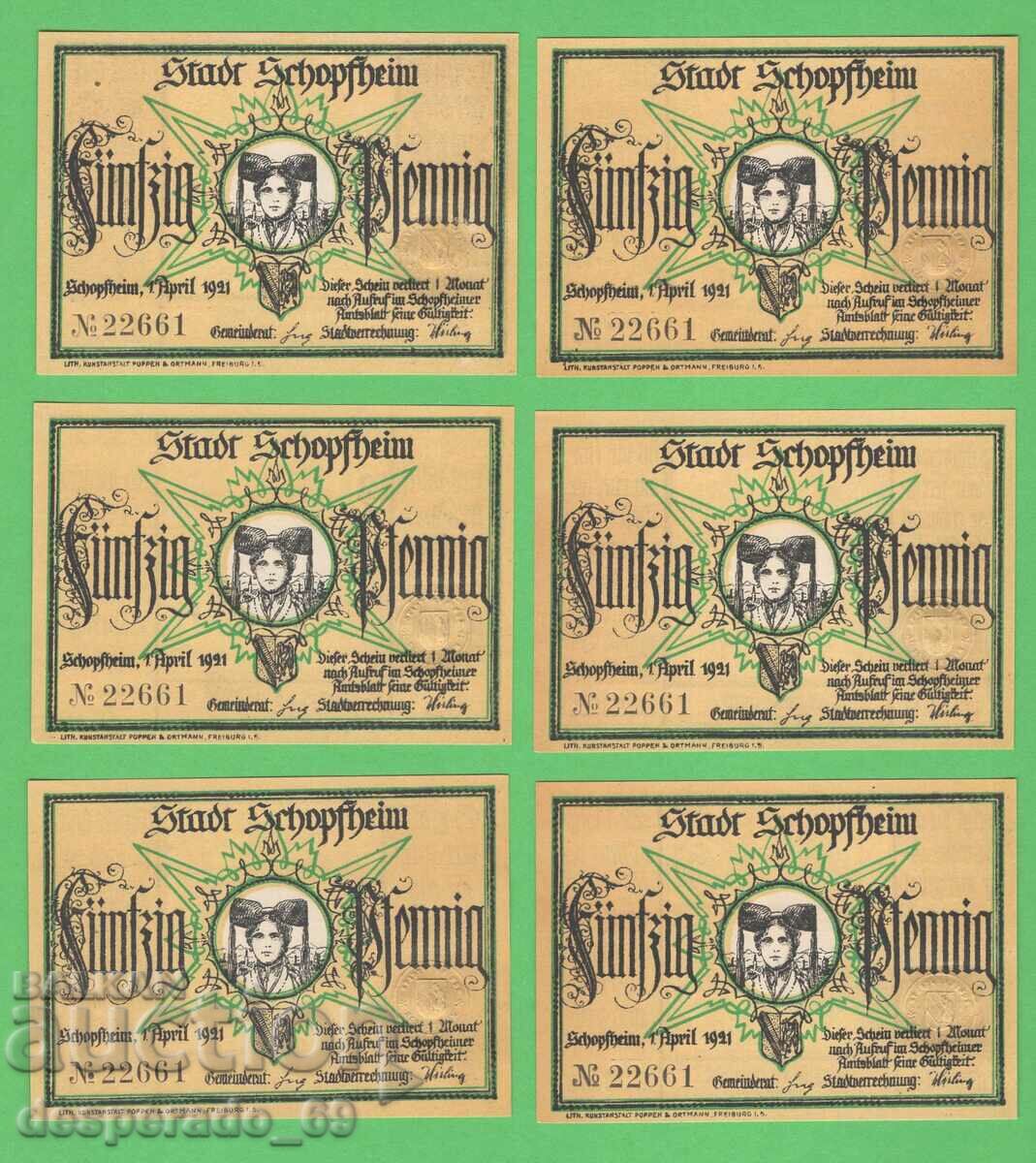 (¯ "" .¸NOTGELD (gr. Schopfheim) 1921 UNC -6 τραπεζογραμμάτια "´¯) με τιμή 17.40 BGN | € 8.90