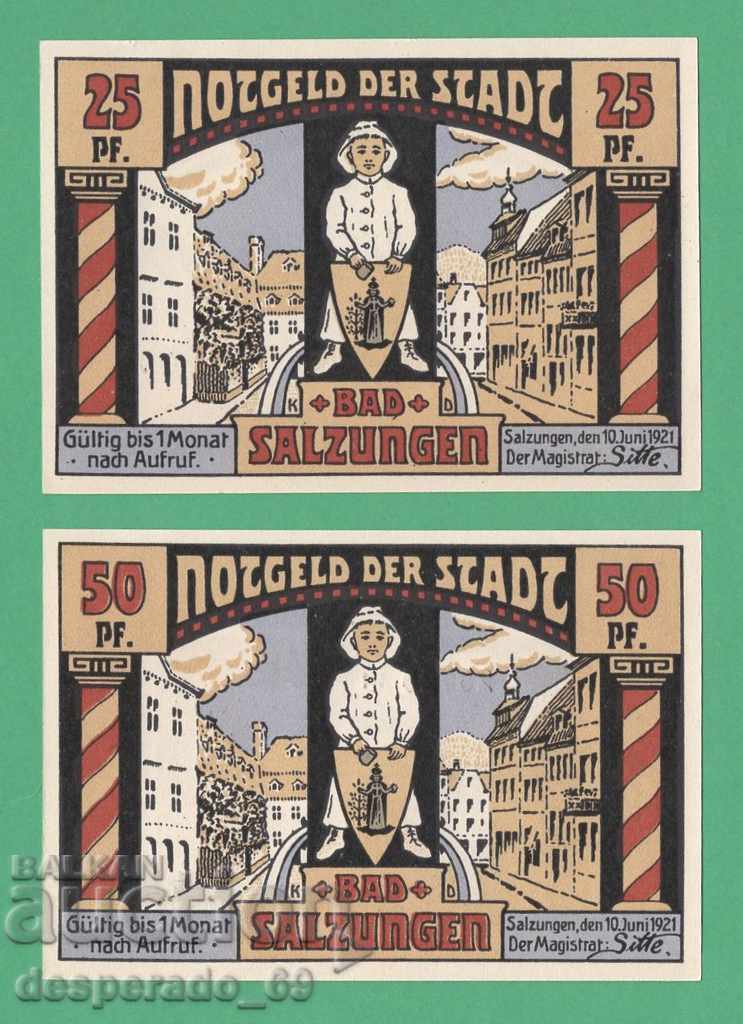 Notgeld (Bad Salzungen, Germany) 1921 UNC - 2 banknotes with price € 3.40 | 6.65 BGN