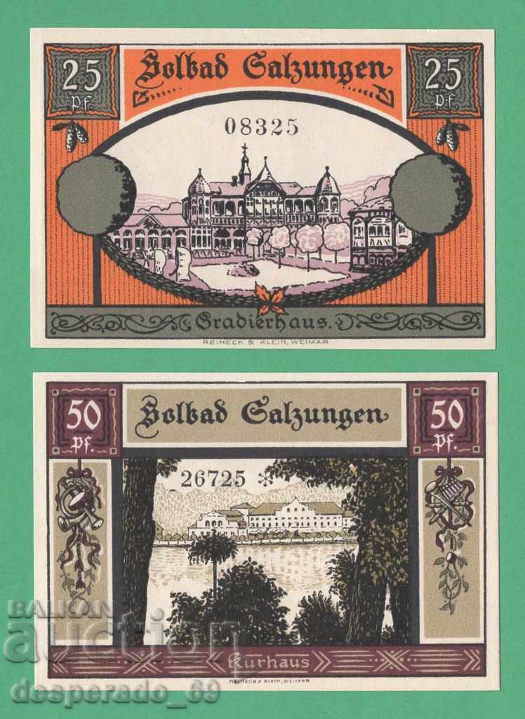 (¯`'•.¸NOTGELD (гр. Bad Salzungen) 1921 UNC -2 бр.банкноти