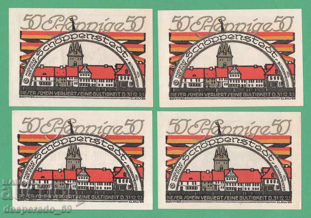 (¯`'•.¸NOTGELD (orașul Schöppenstedt) 1921 UNC -10 buc. bancnote cu preț € 13.00 | 25.43 BGN (¯`'•.¸NOTGELD (orașul Schöppenstedt) 1921 UNC -10 buc. bancnote cu preț € 13.00 | 25.43 BGN