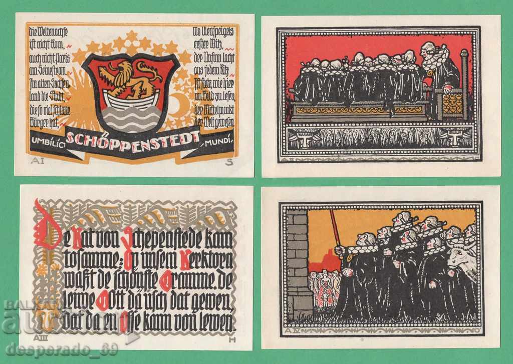 (¯`'•.¸NOTGELD (πόλη Schöppenstedt) 1921 UNC -10 τεμ. τραπεζογραμμάτια