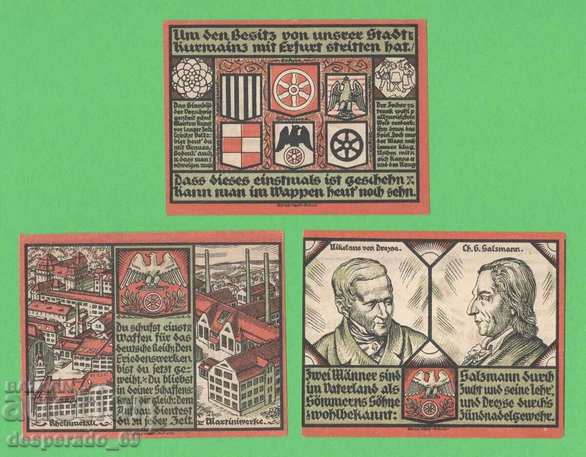 Delivery of (¯`'•.¸NOTGELD (city Sömmerda) 1921 UNC -6 pcs. banknotes¸.•'´¯)