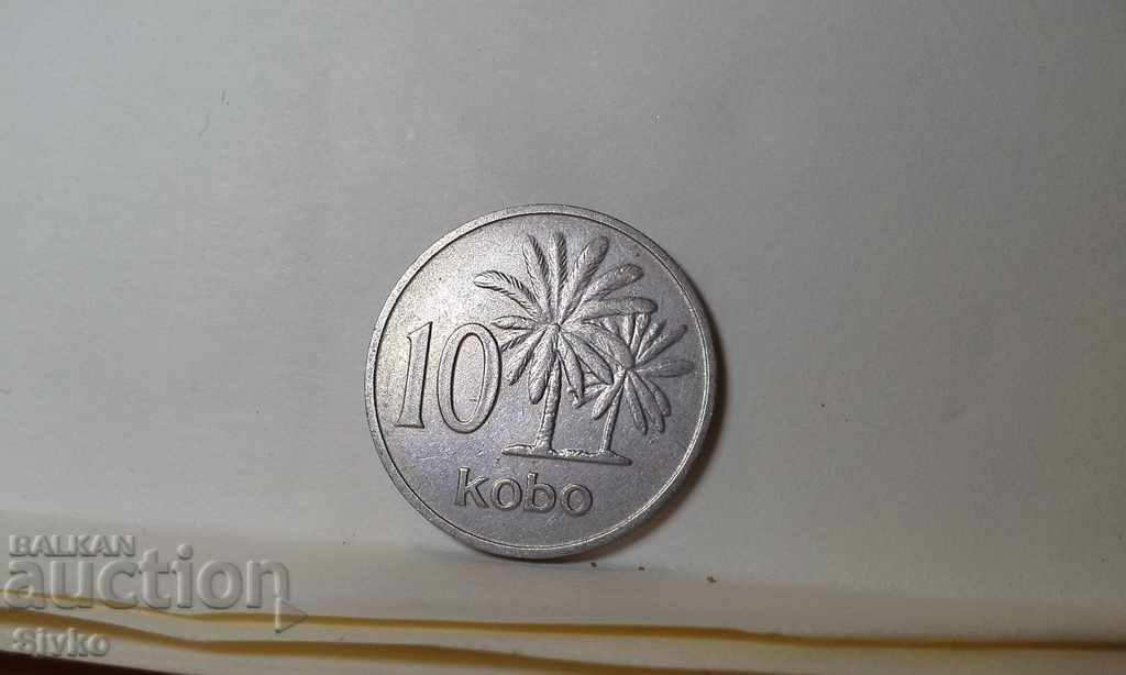 Monedă Nigeria 10 kobo 1973