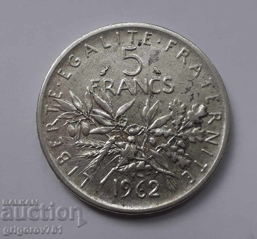5 Φράγκα Ασημένιο Γαλλία 1962 - Ασημένιο νόμισμα #2