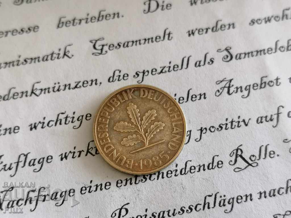 Coin - Germany - 10 pfennigs 1985; G series with price 1.00 BGN | € 0.51 Coin - Germany - 10 pfennigs 1985; G series with price 1.00 BGN | € 0.51