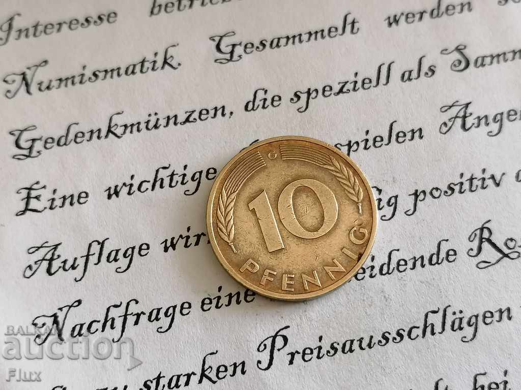 Monedă - Germania - 10 pfennigs 1985; Seria G