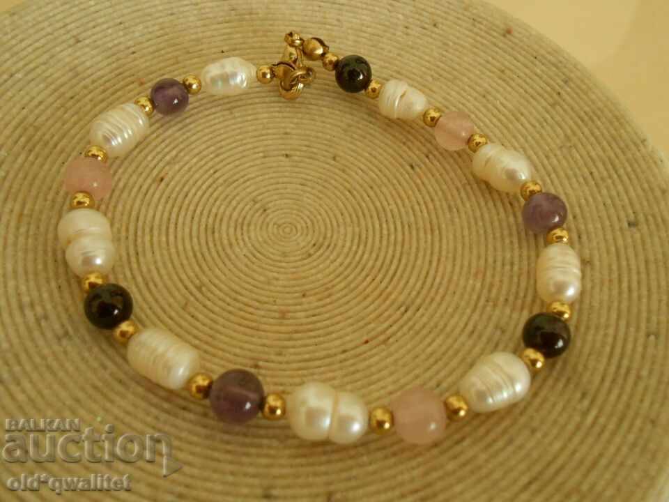 Delivery of Necklace and Bracelet, Rose Quartz, Amethyst, Pearls all natural Delivery of Necklace and Bracelet, Rose Quartz, Amethyst, Pearls all natural