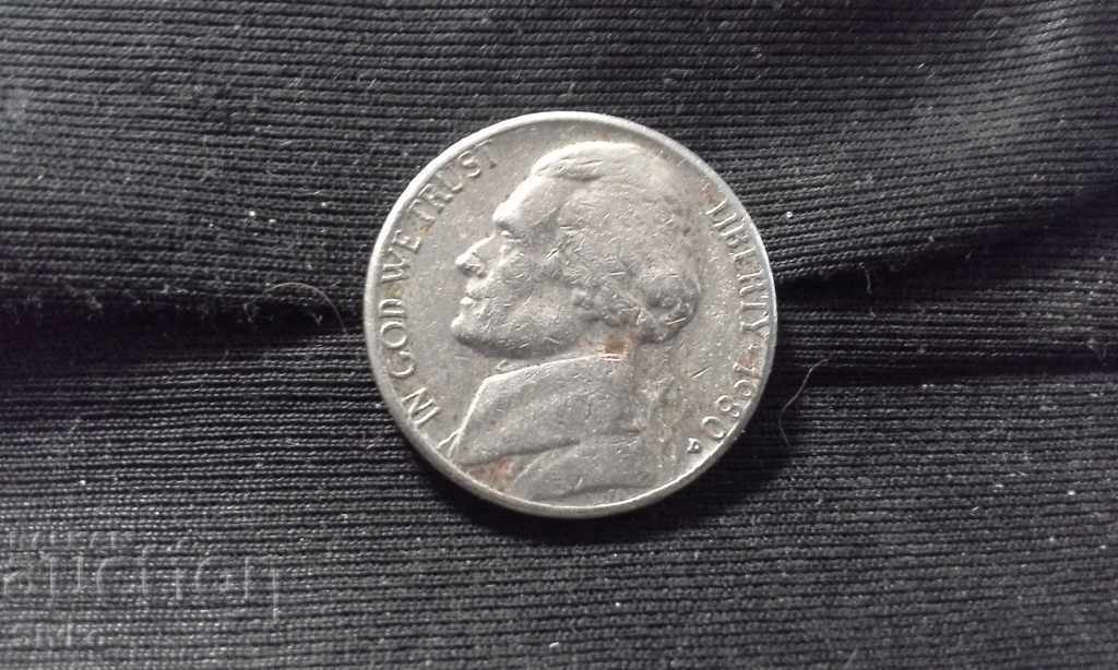 US 5 cent coin 1980 with price 0.99 BGN | € 0.51 US 5 cent coin 1980 with price 0.99 BGN | € 0.51