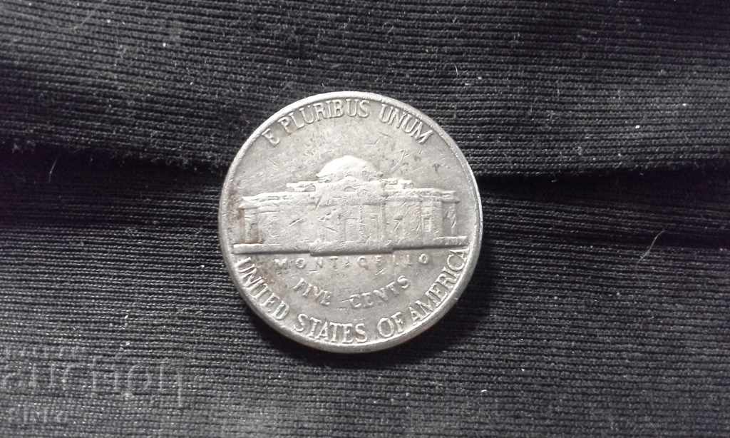 Monedă americană de 5 cenți 1980
