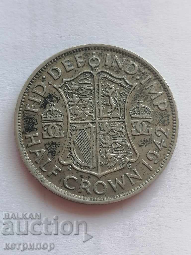 1/2 coroana Marea Britanie 1942 argint