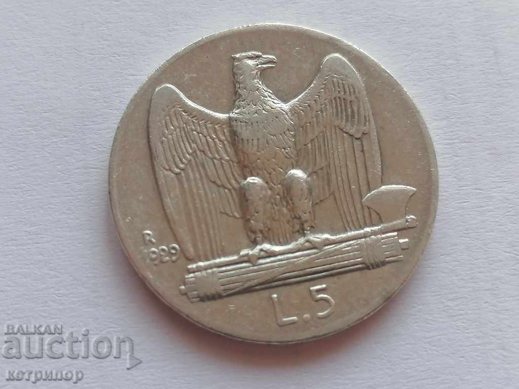 5 лири Италия сребърна 1929г