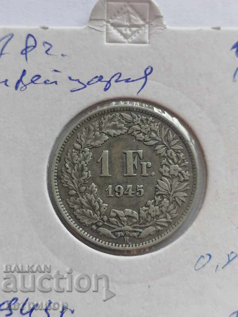 1 φράγκο Ελβετία 1945 ασήμι
