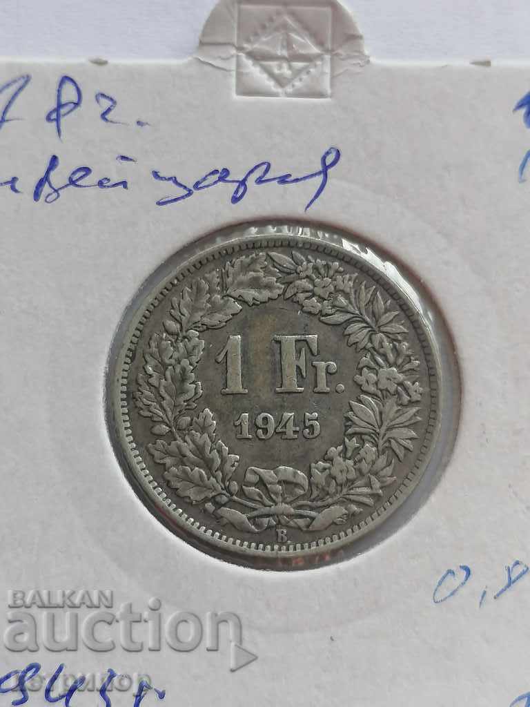 1 Swiss Franc 1945 Silver 1 Swiss Franc 1945 Silver