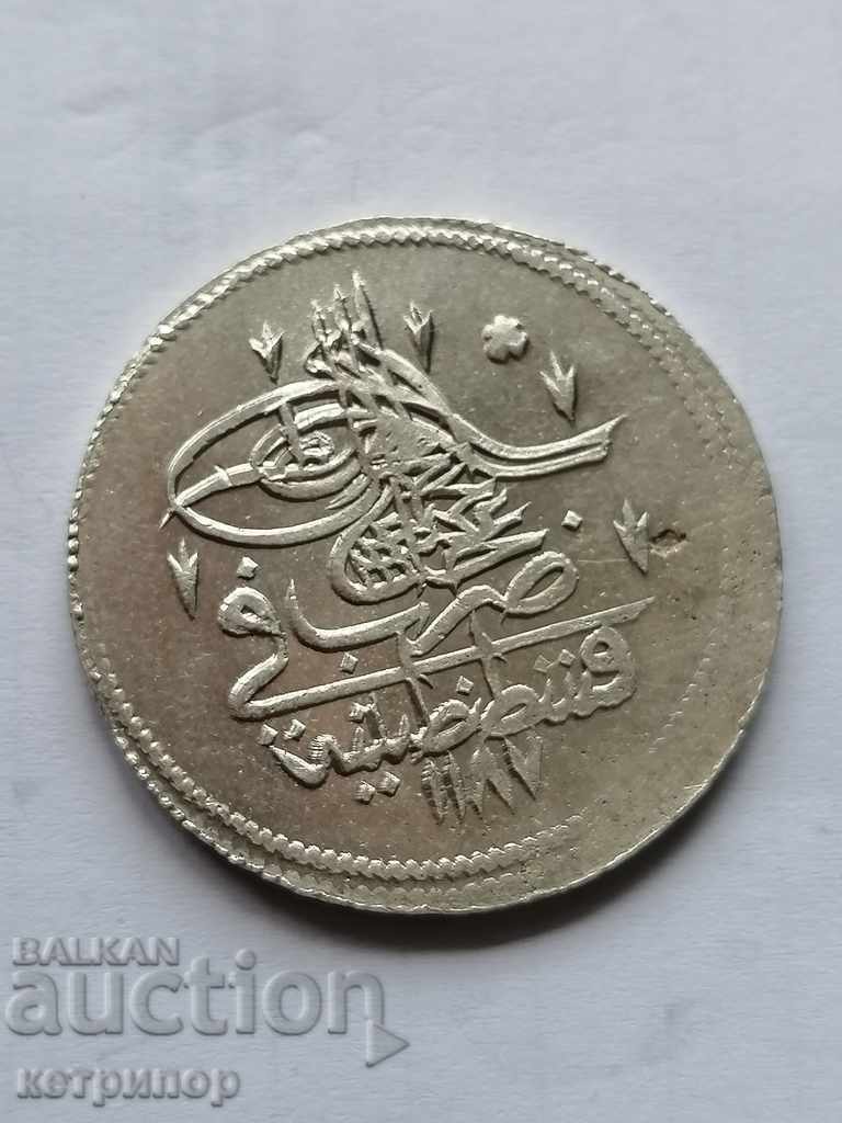 1 kurush 1187 /1γ δευτερεύουσα τουγρά Τουρκία ασημένια Οθωμανική