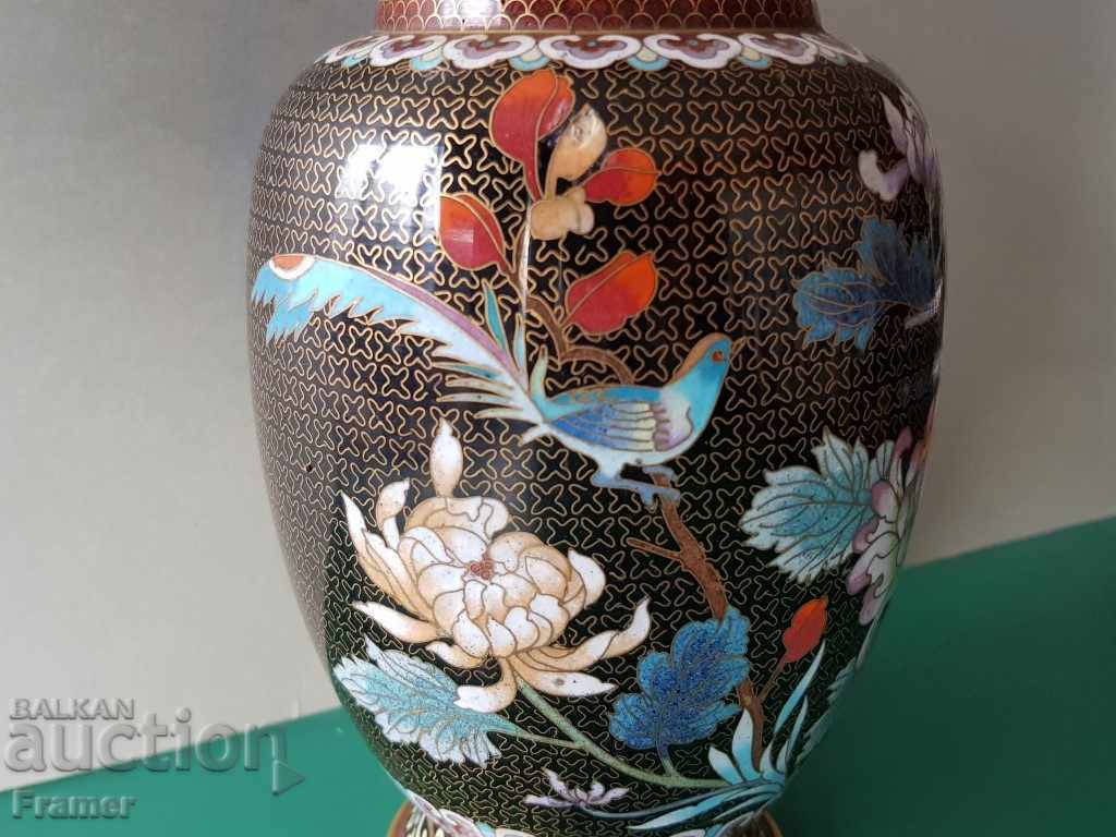 Lovely 19th Century Chinese Enamel Clazone Bronze Vase - 5 Lovely 19th Century Chinese Enamel Clazone Bronze Vase - 5