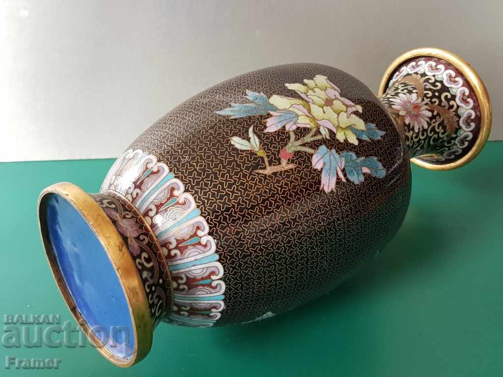 Lovely 19th Century Chinese Enamel Clazone Bronze Vase - 6 Lovely 19th Century Chinese Enamel Clazone Bronze Vase - 6