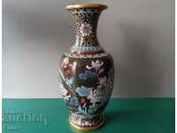 Lovely 19th Century Chinese Enamel Clazone Bronze Vase