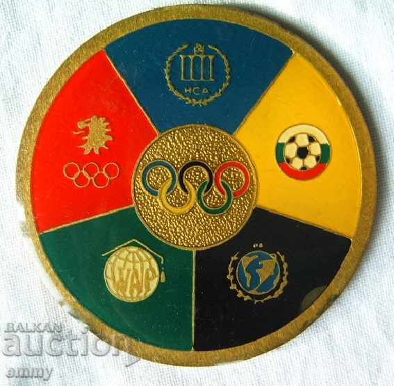 Placă veche Comitetul Olimpic Bulgar BOC, NSA, cutie