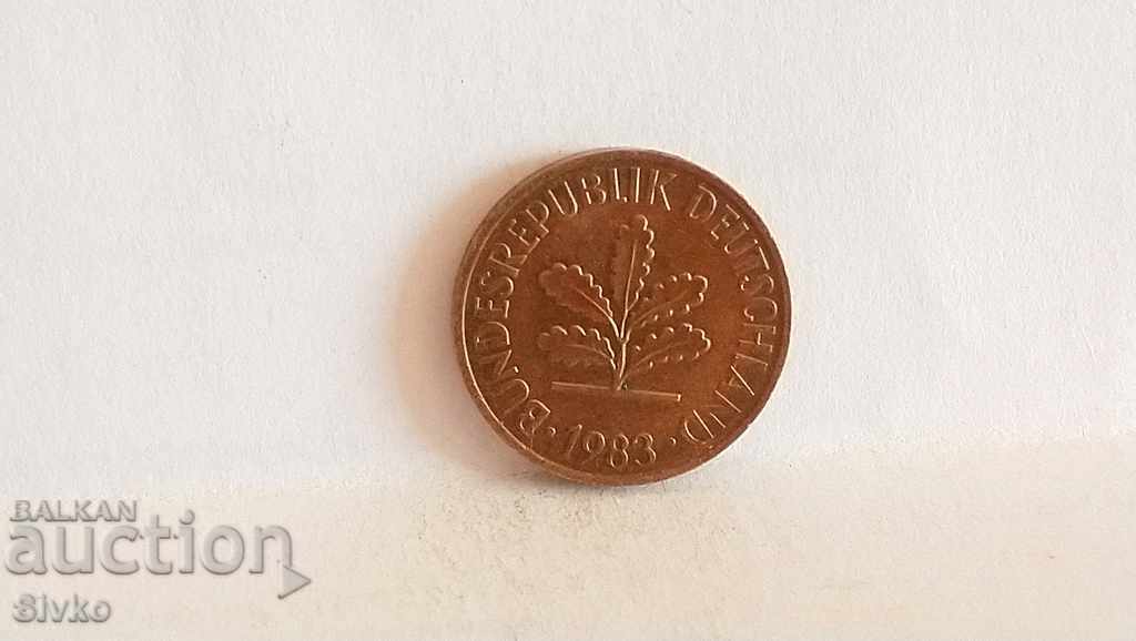 Coin Germany 2 pfennigs 1983 with price 0.25 BGN | € 0.13