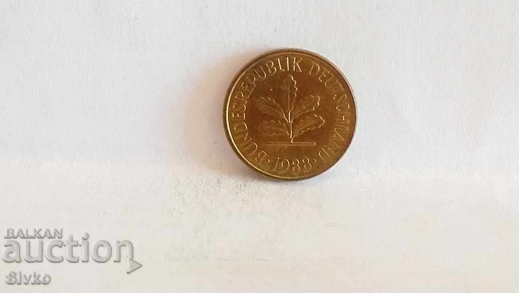 Coin Germany 5 pfennig 1988 with price 0.25 BGN | € 0.13 Coin Germany 5 pfennig 1988 with price 0.25 BGN | € 0.13