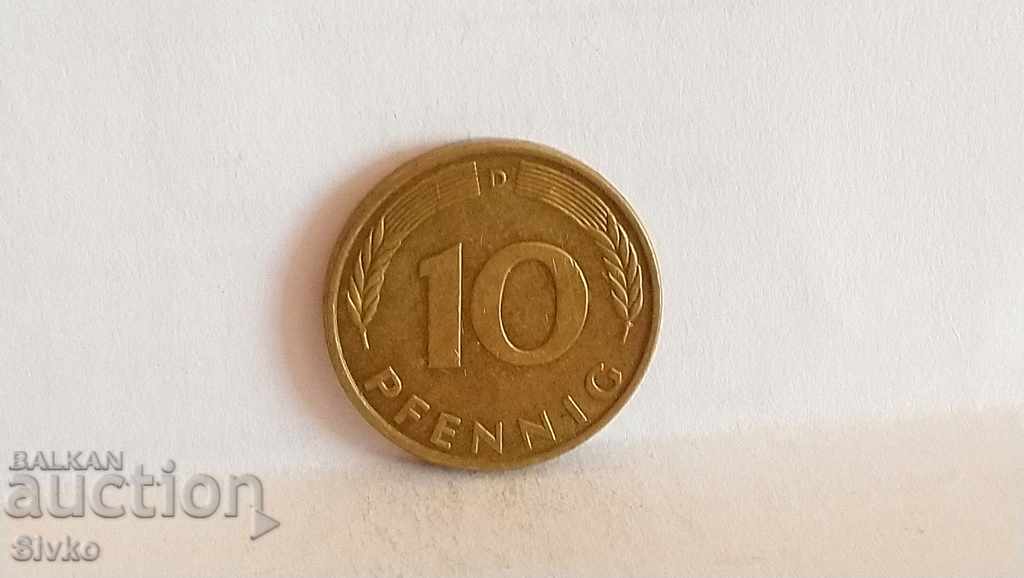 Монета Германия 10 пфенига 1983