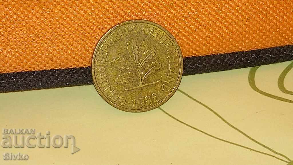 Coin Germany 10 pfennig 1988 with price 0.25 BGN | € 0.13 Coin Germany 10 pfennig 1988 with price 0.25 BGN | € 0.13
