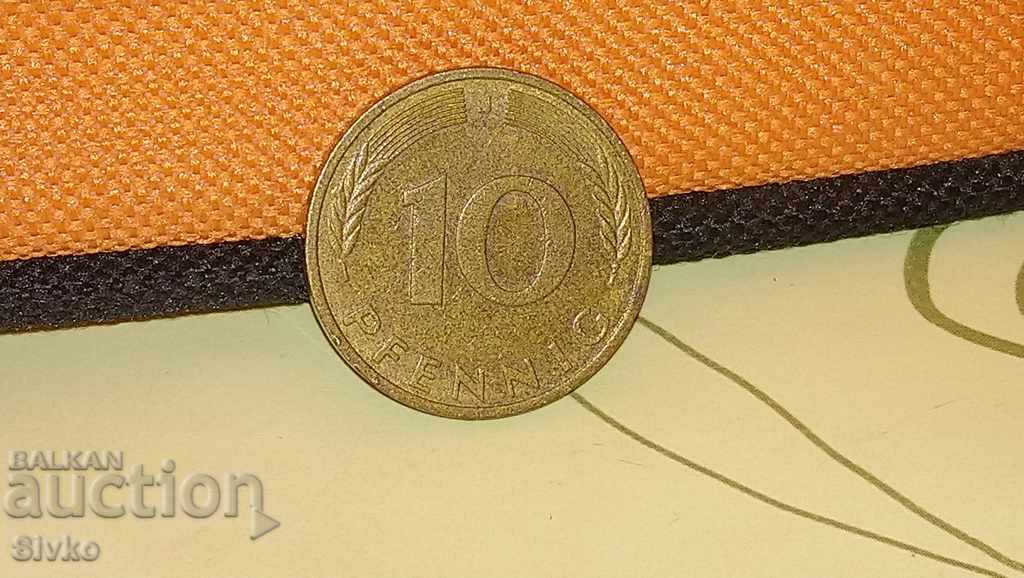 Monedă Germania 10 pfennig 1988