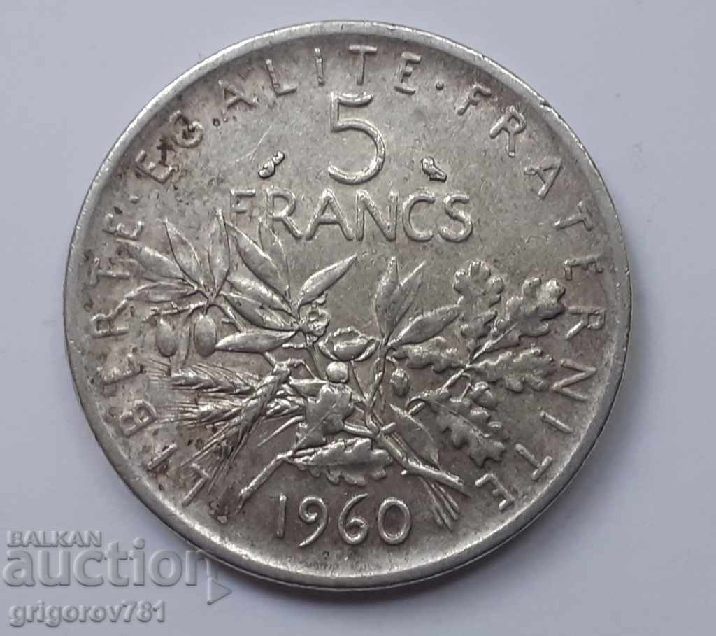 5 франка сребро Франция 1960 - сребърна монета