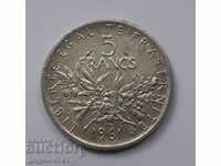 5 франка сребро Франция 1961 - сребърна монета