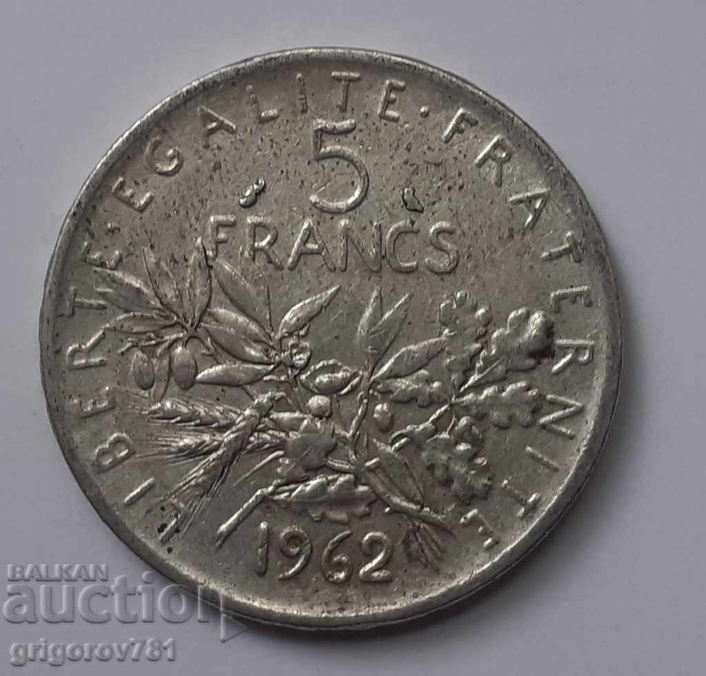 Ασημένιο 5 φράγκων Γαλλία 1962 - ασημένιο νόμισμα