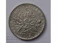 5 франка сребро Франция 1962 - сребърна монета