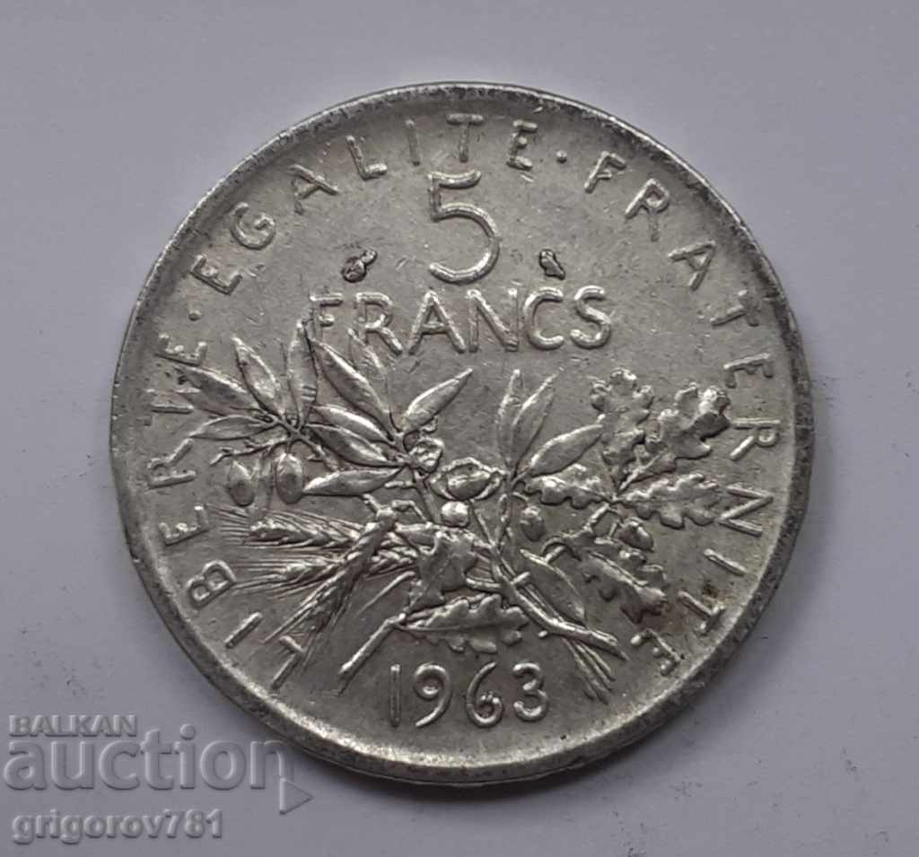 5 Φράγκα Ασήμι Γαλλία 1963 - Ασημένιο νόμισμα #2