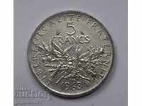 5 Φράγκα Ασήμι Γαλλία 1963 - Ασημένιο νόμισμα #2