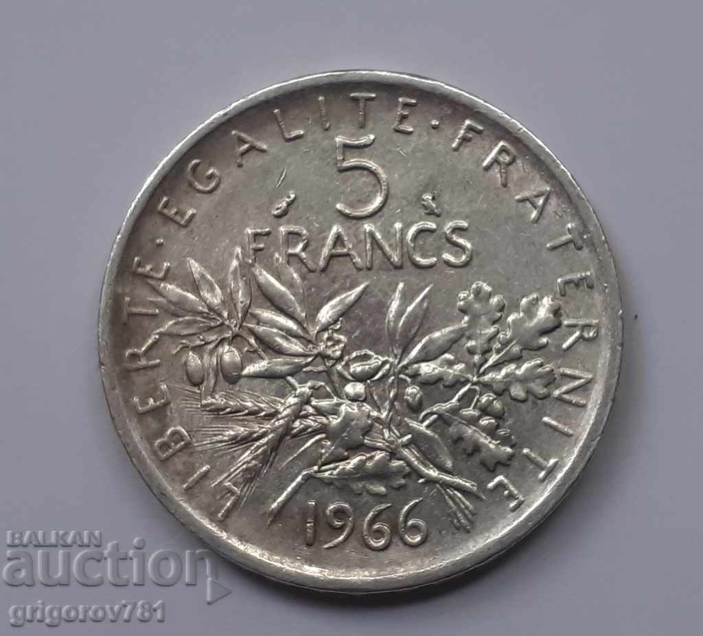 Ασημένιο 5 φράγκων Γαλλία 1966 - ασημένιο νόμισμα