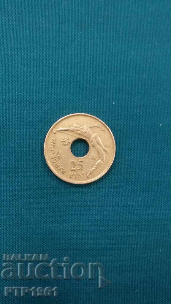 25 pesetas с цена € 0.50 | 0.98 лв. 25 pesetas с цена € 0.50 | 0.98 лв.